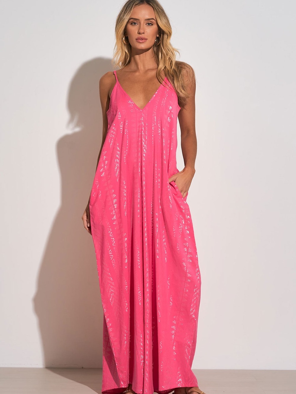 Elan Hot Pink Sequin Maxi Dress